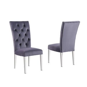 English Elm Modern Velvet Dining Chair Set Of 2 – Glamorous Tufted Design With Chrome Legs For Chic Spaces B011P353088