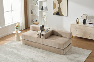 English Elm UNITED Folding Sofa Bed with Removable Cover Zipper, Chenille Memory Foam Sleeper for Small Spaces khaki W1568P293804