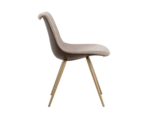 Sunpan LIPA Dining Chair - Contemporary Comfort with Curved Backrest and Antique Bronze Iron Legs Brown 112265