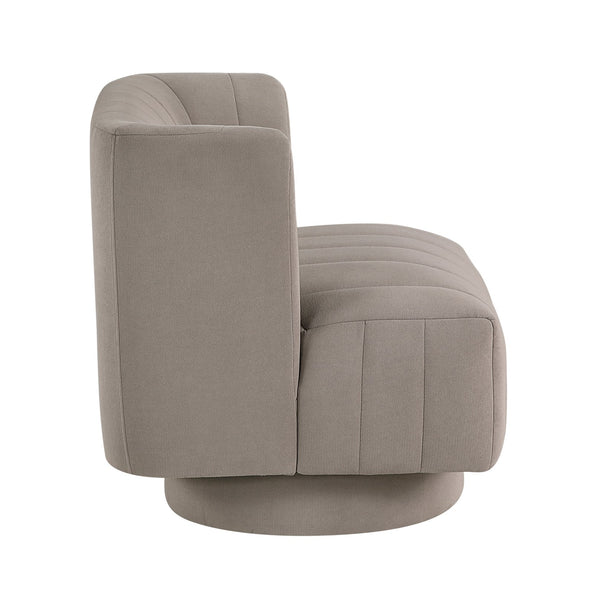 English Elm Modern Swivel Chair Channel-Tufted Barrel Back Upholstered Accent Seat with 360° Metal Base, Cozy Contemporary Comfort taupe 37.5 L x 28.5 W x 14.5 H B011P379436