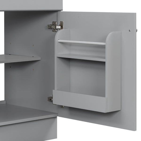 English Elm [video] 20 Inch Freestanding Bathroom Vanity with Ceramic Sink Soft Close Cabinet Gray N759P237946E