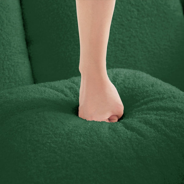 English Elm 106" Teddy Fabric Sofa - Luxurious No Assembly L-Shaped Couch With Chaise For Cozy Living Rooms, Green W714S01421