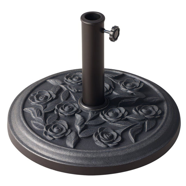 English Elm Round Resin Patio Umbrella Stand with Bronze Embossed Finish for Outdoor Dining T3971P383644