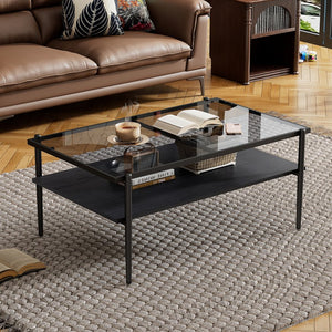 English Elm Coffee Table And End Tables Set Of 3 - Modern Glass & Mdf Design For Stylish Living Room Decor W241S00065