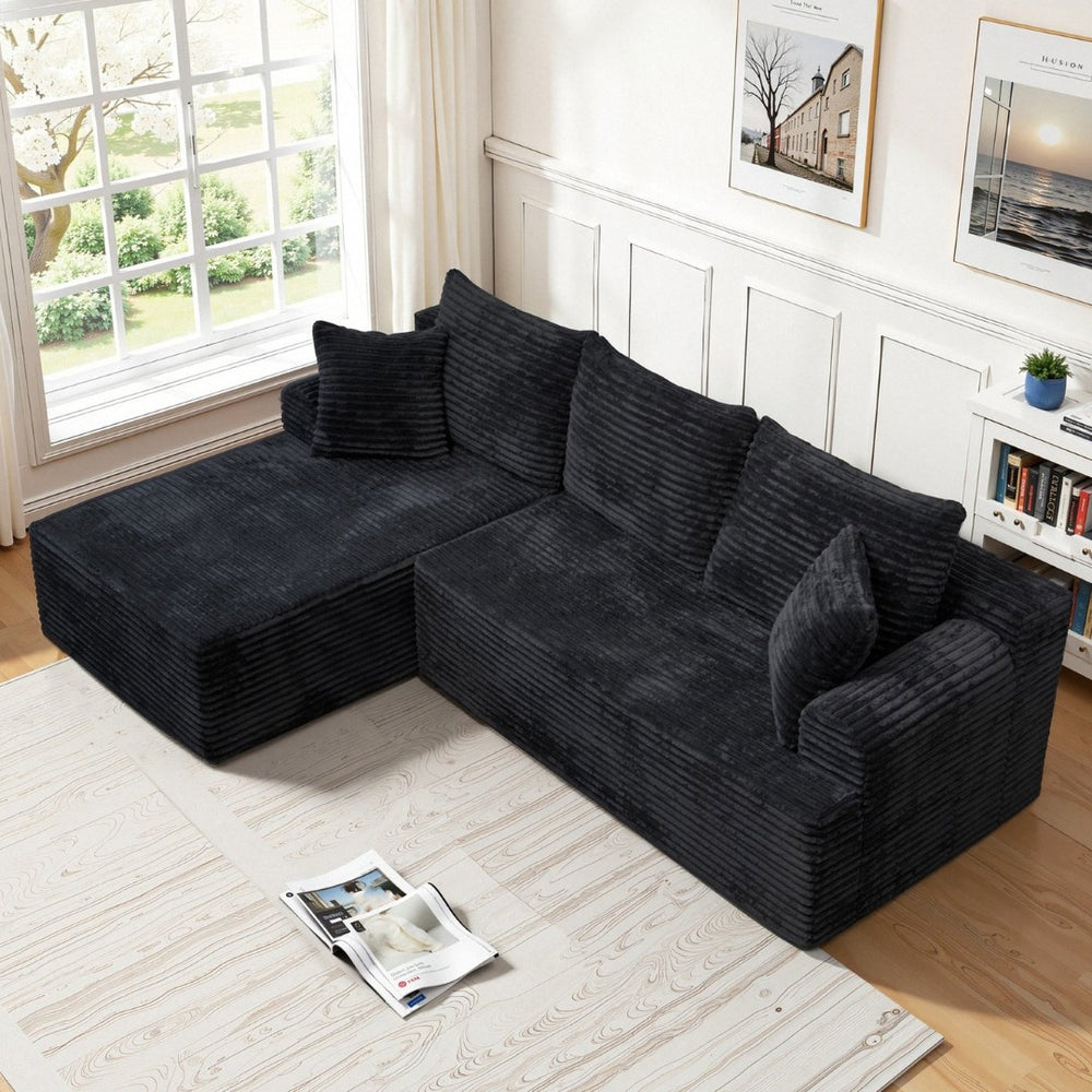 English Elm Modern Chenille Sectional Sofa with Chaise Modular L Shaped Living Room Set W3653P443453
