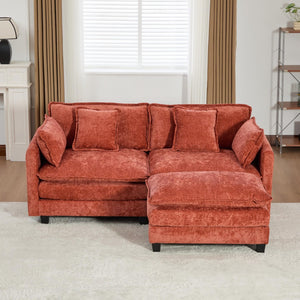 English Elm Cloud Loveseat Modern Sectional with Chenille Upholstery for a Cozy Living Space Orange W1143S00059