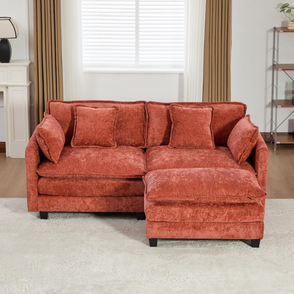 English Elm Cloud Loveseat Modern Sectional with Chenille Upholstery for a Cozy Living Space Orange W1143S00059