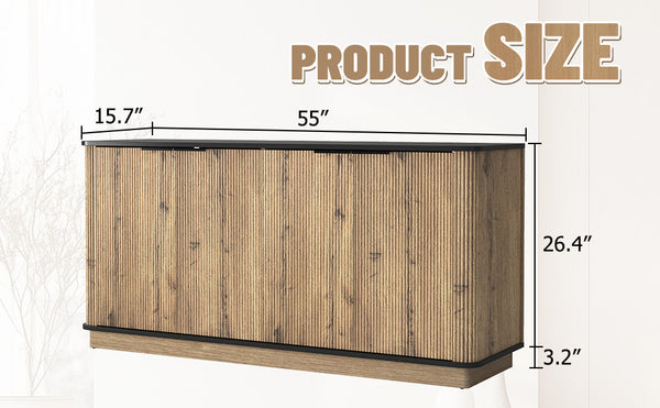 English Elm Multi-Functional Mdf Sideboard - Stylish Storage For Tvs & Tableware, Compact Design, Easy Assembly W3226P279083