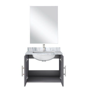 English Elm Dark Grey Single Bath Vanity Set With Carrara Marble Top, Mirror & Faucet - Compact Elegance! B2731S01295