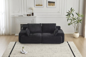 English Elm Modern Memory Foam Compressed Sofa - Pet-Friendly, Modular Loveseat For Living Rooms, Black Corduroy W3723P346963