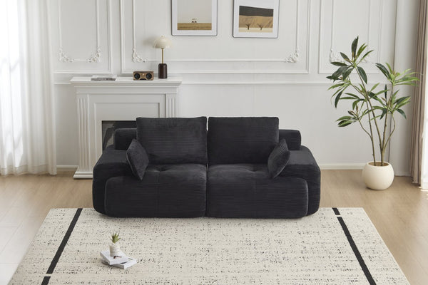 English Elm Modern Memory Foam Compressed Sofa - Pet-Friendly, Modular Loveseat For Living Rooms, Black Corduroy W3723P346963