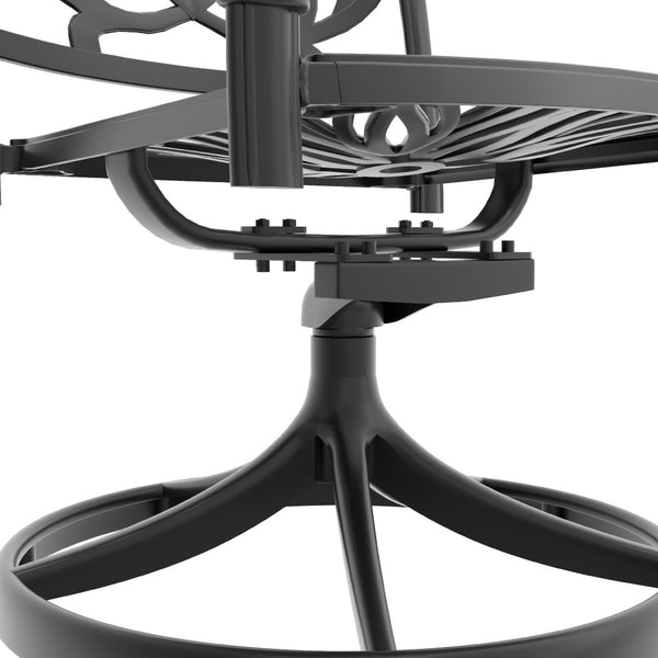 English Elm 7-piece Cast Aluminum Outdoor Dining Set with Carved Relief Detail and Swivel Chairs W1710S00617