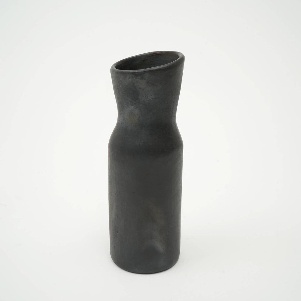 English Elm Longpi Pottery Black Vase - Handcrafted 12" Art Piece With Cultural Heritage & Timeless Elegance B346P369758