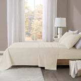 Beautyrest Oversized Flannel Casual 4 Piece Sheet Set BR20-1851 Ivory Solid