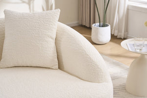 English Elm Ly-049s Curved Chenille Loveseat with Boneless Frame for Modern Living Spaces Off White W2231P402437