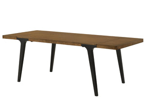 English Elm Hillary Walnut & Black Dining Table with 2 Leaves — 35"D x 59–83"W, 18mm Top, Rubberwood/MDF Veneer B2726P303028