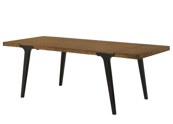English Elm Hillary Walnut & Black Dining Table with 2 Leaves — 35"D x 59–83"W, 18mm Top, Rubberwood/MDF Veneer B2726P303028