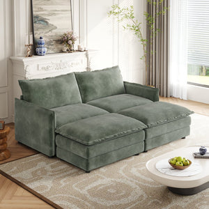 English Elm Corduroy 2-Seater Cloud Sofa With Movable Ottomans - Luxurious Comfort For Your Living Room W834S00440