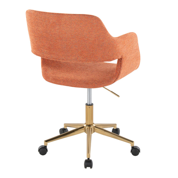 English Elm Margarite Contemporary Task Chair In Bold Orange Fabric & Gold Metal Base For Stylish Comfort B202P223906
