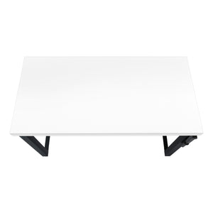 English Elm Computer Desk - Adjustable Standing Workstation, Modern White Laminate & Black Metal, Space-Saving Design B2710P219896