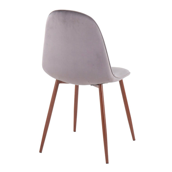 English Elm Mid-century Modern Dining Chairs with Wood Slat Back and Upholstered Seat Set of 2 Grey B202P223638