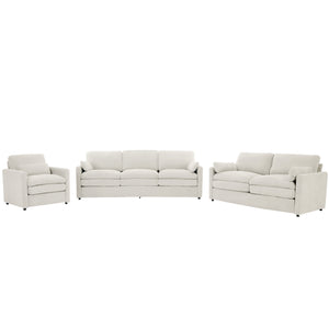 English Elm Cozy Oversized Chenille Sofa Set - Cloud-Like Comfort With Double Cushions & Ergonomic Design, Beige N719S001920A