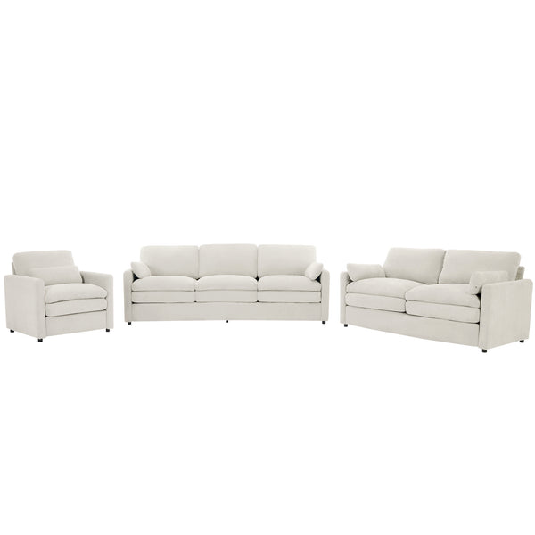 English Elm Cozy Oversized Chenille Sofa Set - Cloud-Like Comfort With Double Cushions & Ergonomic Design, Beige N719S001920A
