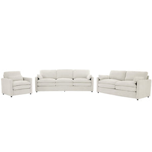 English Elm 101.2" Modular Chenille Sectional Sofa with Tufted Cushions and Deep Seating for Living Room Beige N719S001923A