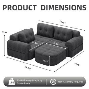English Elm Modular Sectional Sofa with Chaise Full Foam Build Woven Fabric for Living Room Dark Grey W2379S00007