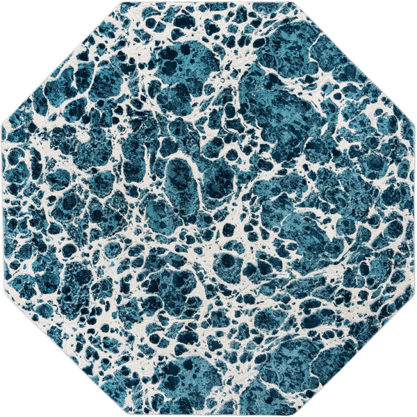 Unique Loom Oasis Breeze Machine Made Abstract Rug Blue, Navy Blue/Ivory 7' 1" x 7' 1"