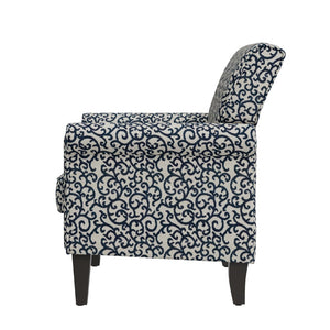 English Elm Barnet Traditional Accent Armchair with Vine Upholstery Nailhead Trim Solid Wood Legs B127P495066