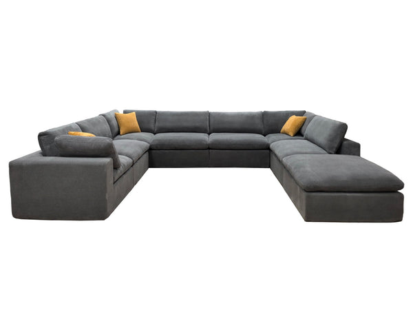English Elm Coffee Bean Textured Modular Sectional Sofa Low Profile Living Room Contemporary Light Gray B2748S00072