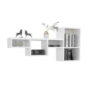 English Elm Shelf Engineered Wood 7-Tier Organizer 22" H x 47.2" W Slim Profile for Books, Office & Decor White 36.61 L x 11.02 W x 4.33 H B097P250905