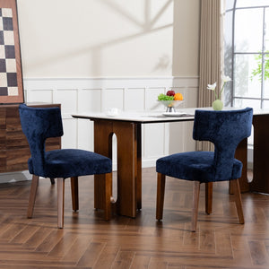 English Elm Mid Mid Century Modern Dining Chairs Set of 2 Upholstered Linen Accent Chairs with Solid Wood Frame, Ergonomic Support and Nailhead Trim Blue W794P335668