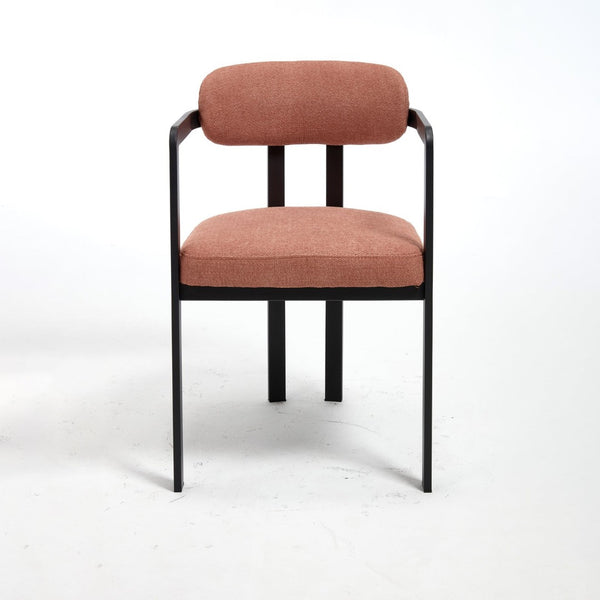 English Elm Modern Tufted Boucle Dining Chairs Set of 2 with Curved Back and Matte Metal Legs Orange W3244P337419