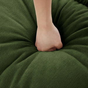 English Elm Pleated Chenille Two Seater Modular Sofa with Curved Armrests and Ergonomic Foam Cushions Green W5656S00046