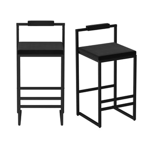 English Elm Modern Velvet Upholstered Bar Stools Set Of 2 - Stylish Counter Height Chairs With Footrest & Support W1757P310422