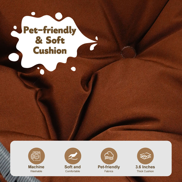 English Elm Cat Swing Bed With Stand & Plush Cushion - Cozy Egg Chair For Cats, Small Dogs & Pets, Durable Wicker W2500P283885