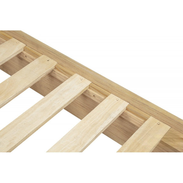 English Elm California King Fluted Platform Bed with Sculptural Headboard, Light Oak Finish – Modern Warm Wood Appeal, Easy Assembly B011S01964