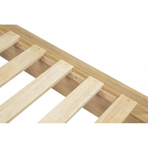 English Elm Eastern King Fluted Panel Platform Bed with Round Wood Feet, Light Oak Finish, Modern Sculptural Elegance B011S01965