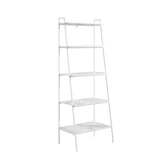 72" Metal & Wood Ladder Shelf White Calacatta Marble, White Metal BS72ARLDWCM Walker Edison