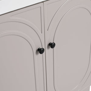 English Elm 36" Modern Freestanding Bathroom Vanity with Adjustable Shelf, 3 Metal Handles, Eco Plywood Finish khaki W999P241057