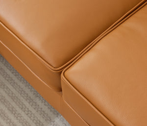 English Elm 94.5 Inch L-Shaped Genuine Leather Sofa With Left Chaise Lounge - Modern Tan Sectional Comfort W791S00022