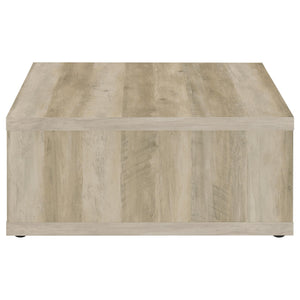 English Elm Flint Square Coffee Table - Distressed Pine Finish, Durable Melamine, Modern Rustic Design, 35.5" Wide B062P299837