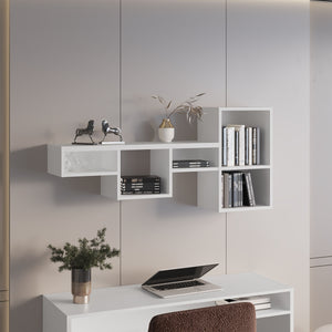 English Elm Shelf Engineered Wood 7-Tier Organizer 22" H x 47.2" W Slim Profile for Books, Office & Decor White 36.61 L x 11.02 W x 4.33 H B097P250905