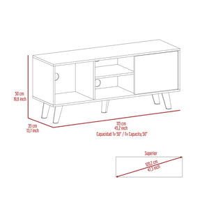 English Elm Edinburg, Low Profile Media Stand with Open Shelving and Cabinet for 50 Inch Tvs B128P148911