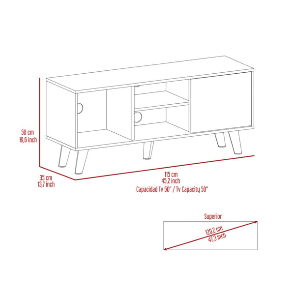 English Elm Edinburg, Low Profile Media Stand with Open Shelving and Cabinet for 50 Inch Tvs B128P148911