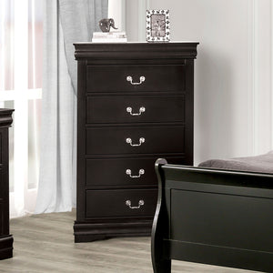 English Elm Dark Transitional 5-Drawer Chest in Rich Finish with Nickel Oval Knobs Durable Wood Blend Craftsmanship Black 33 L x 18 W x 52 H B2741P372714