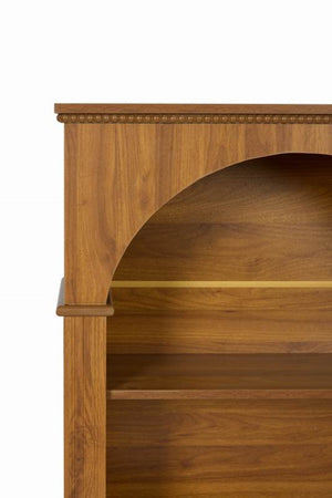 English Elm Vintage Hand-carved Solid Wood Bookcase Tall Arched Open Shelf Cabinet for Living Room W3123P485376
