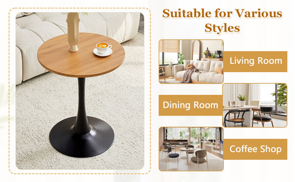 English Elm Round Faux Marble Tulip Dining Table Mid Century Pedestal Base for Compact Kitchens Wood W2920P395714
